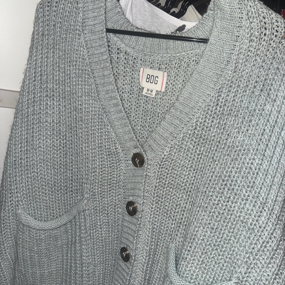 BDG Soft Gray Button-Up Cardigan